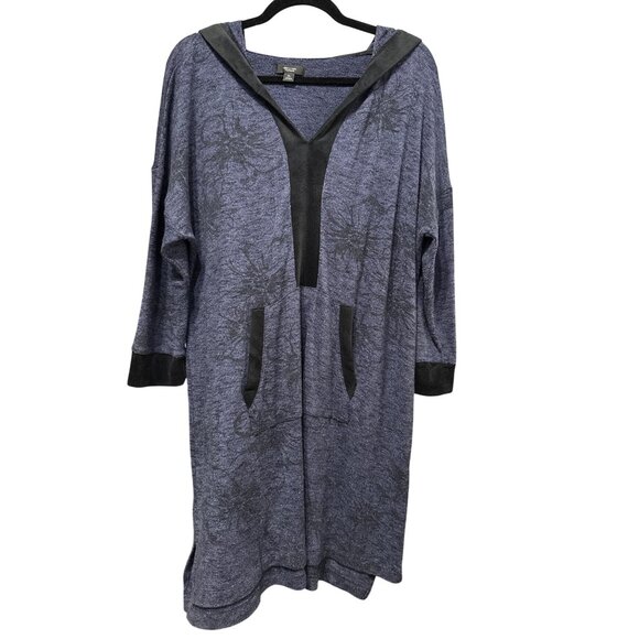 Simply Vera Vera Wang Dresses & Skirts - Simply Vera Wang Womens Blue Hooded Tunic Dress Coverup Floral Print Size XL